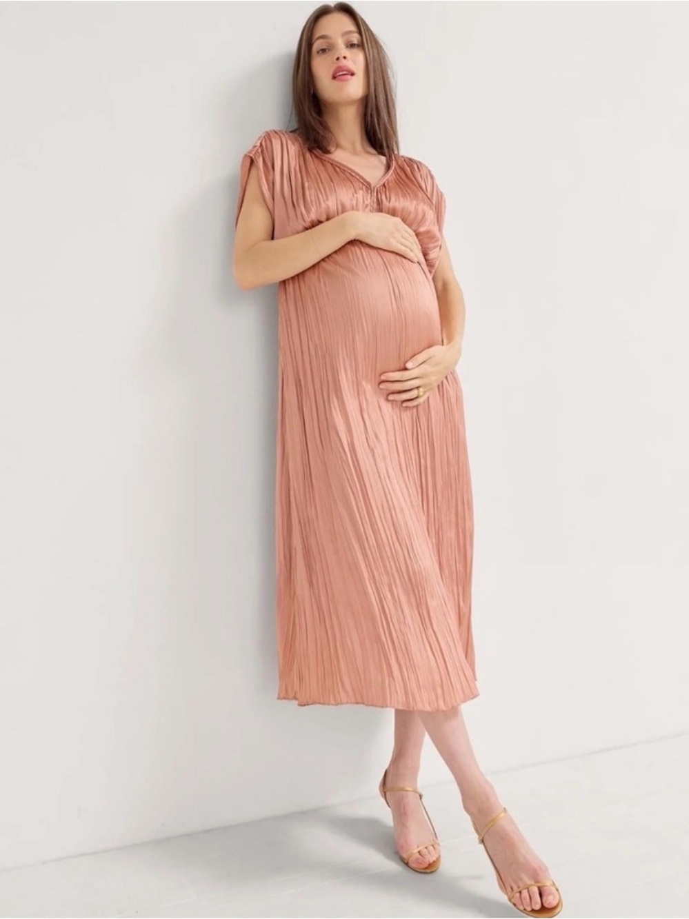 Hatch “The Winslet” Pleated Maxi Dress in Rosewood Size 2
